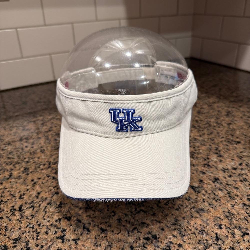 Vtg Kentucky Wildcats American Needle Visor Adjustable Cream Blue Collegiate